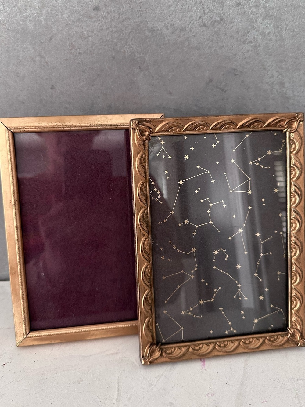 2 Ornate PEARL TRIM Gold Tone Metal 5 x 7 Inch Picture Frame Vintage